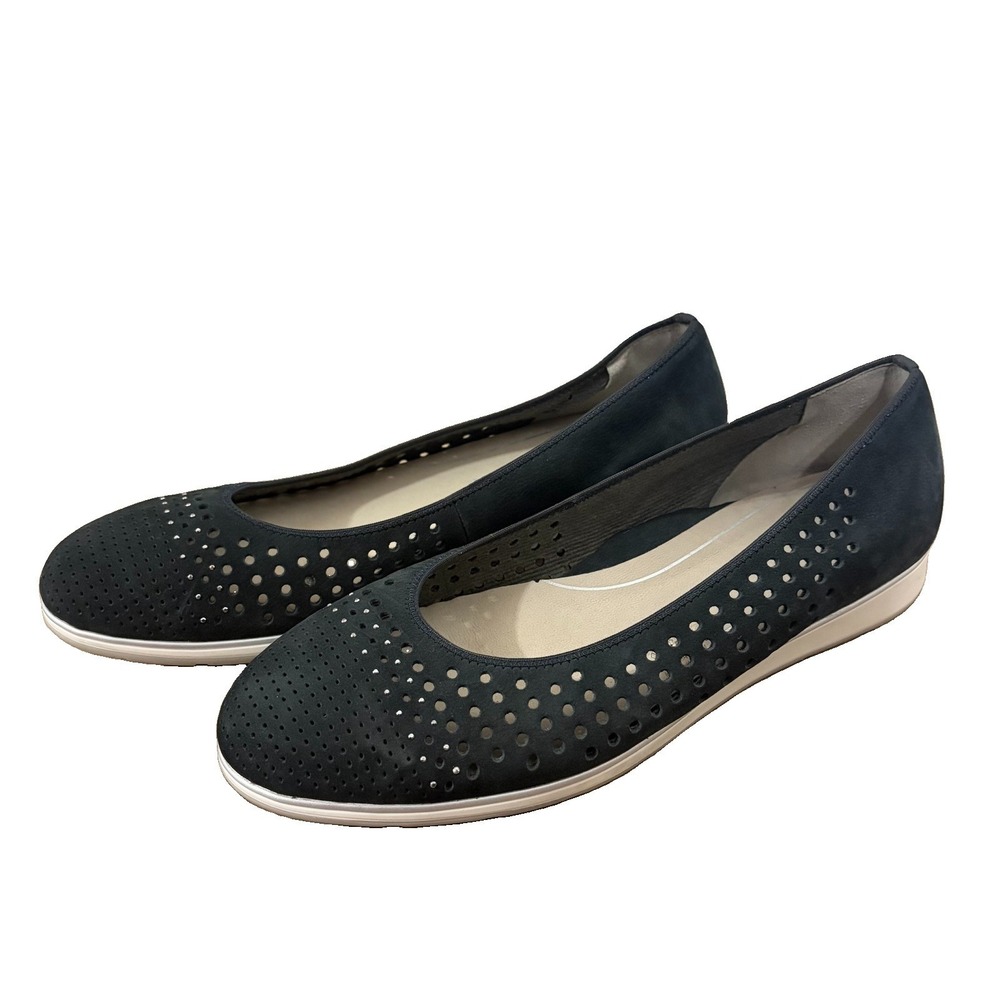 Ara Sarah Perforated Flats Comfort Shoes Navy Blue Size UK 8 US 10.5 Orthopedic